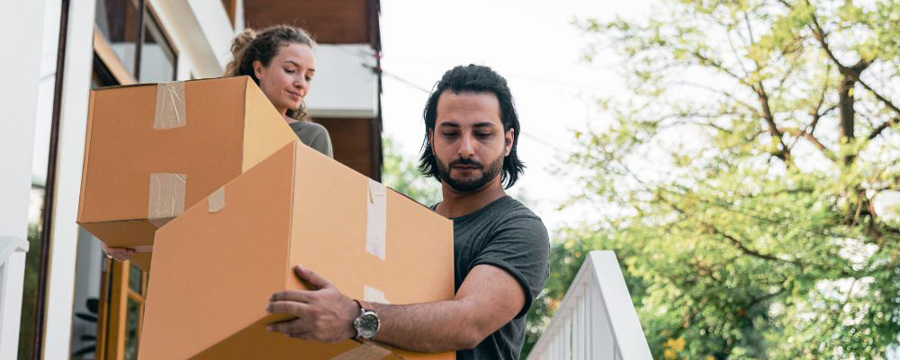 A couple moving in