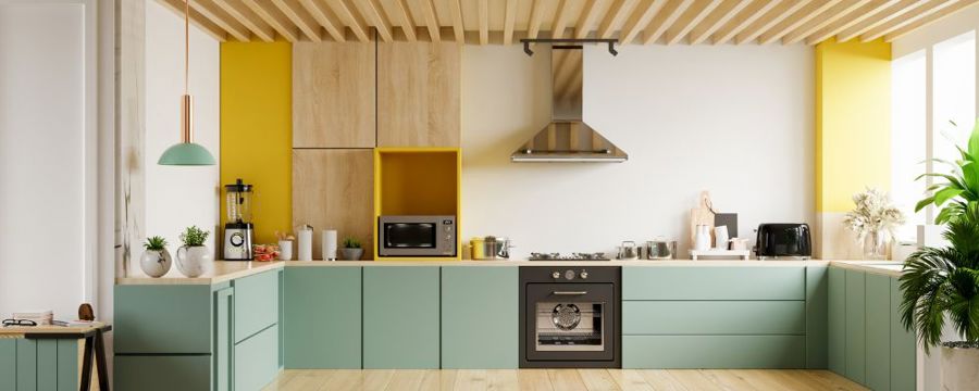 Kitchen utilising biophilic design elements