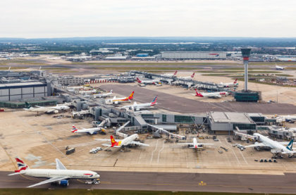 Heathrow Airport With Planes On The Runway