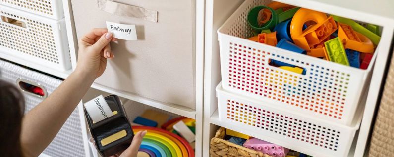 Labelled toy storage containers