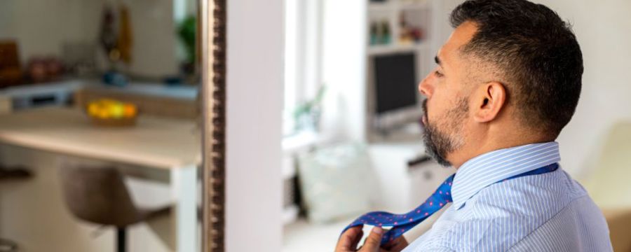 Man getting ready for work