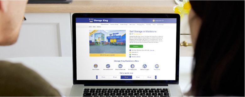 A couple looking up self storage options in Maidstone