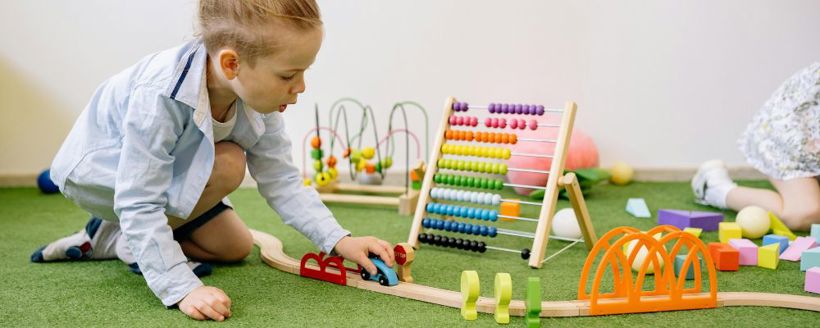 A designated kids’ play zone in a room