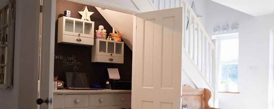home office nook under stairs