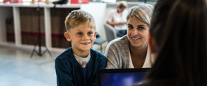 Mum and Son in Reception