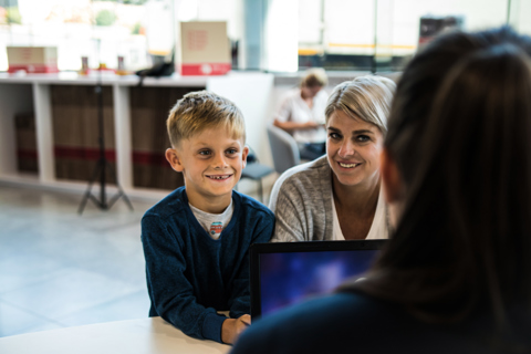 Mum and Son in Reception